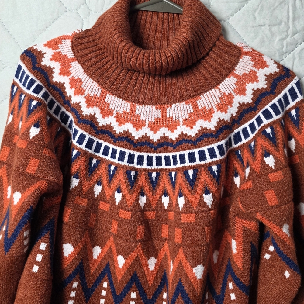 Women's Knitted Retro Round Neck Loose Pullover Sweate Sz L - Picture 3 of 8